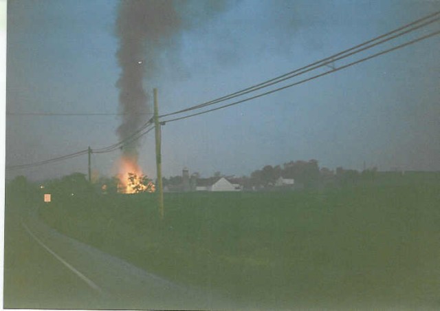 The morning of our annual Chicken Barbecue, we assisted the Intercourse Fire Co. at this barn fire at New Holland Road & Route 340... 5/22/93